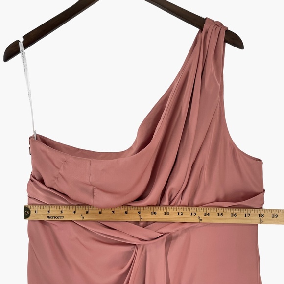 Dessy Collection One Shoulder‎ Draped Twist Dress in Desert Rose Pink - Picture 10 of 11